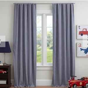 Pottery Barn Kids Navy Gingham curtain panel